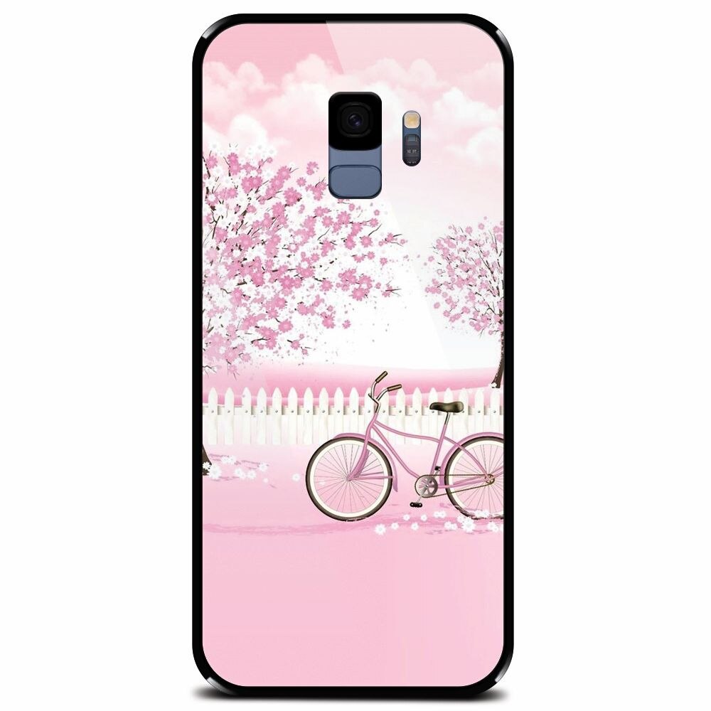 Husa din sticla securizata pentru Samsung Galaxy S9, Pink Spring