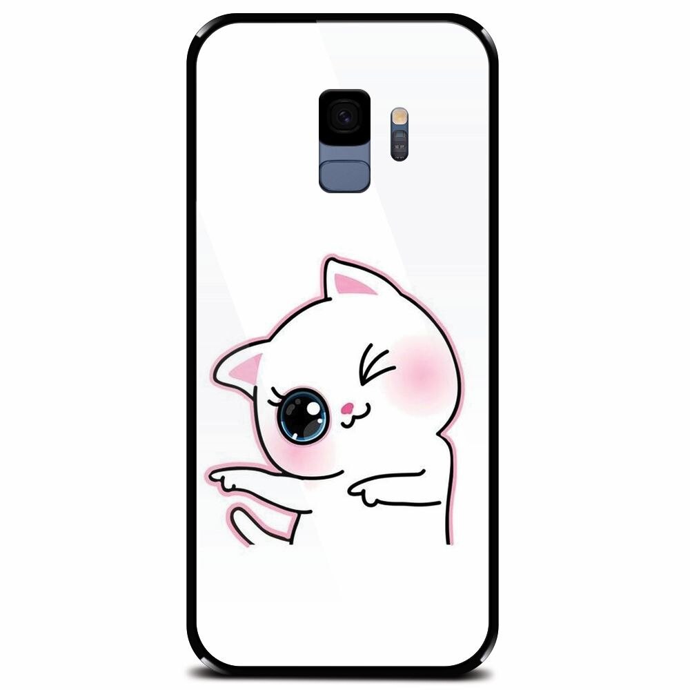 Husa din sticla securizata pentru Samsung Galaxy S9, Cute Kitty