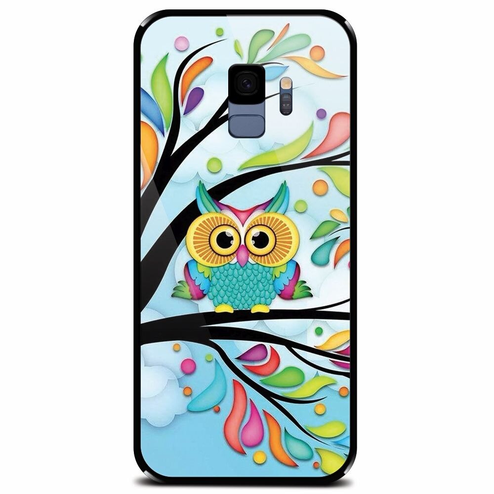 Husa din sticla securizata pentru Samsung Galaxy S9, Owl 101