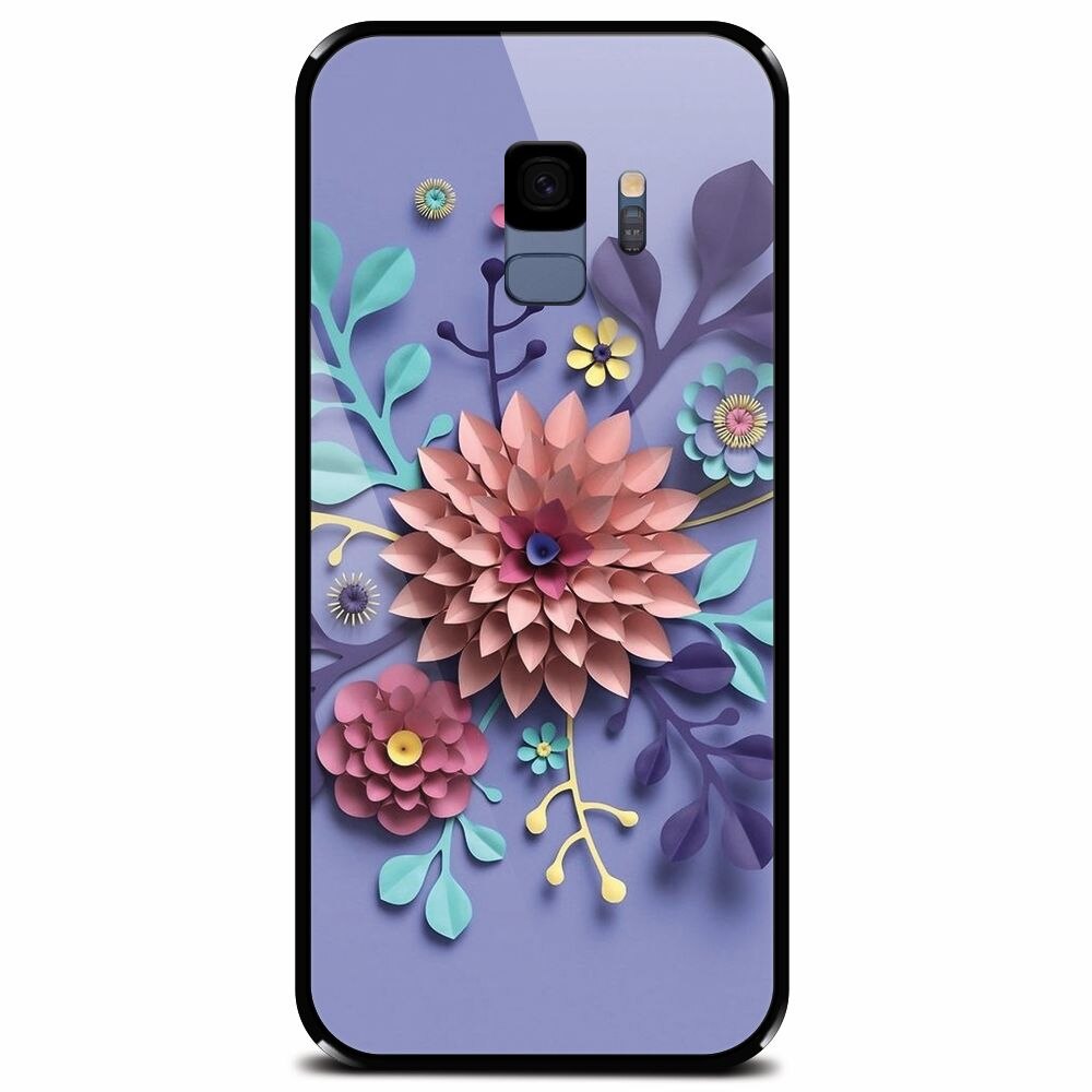 Husa din sticla securizata pentru Samsung Galaxy S9, Flower Artwork