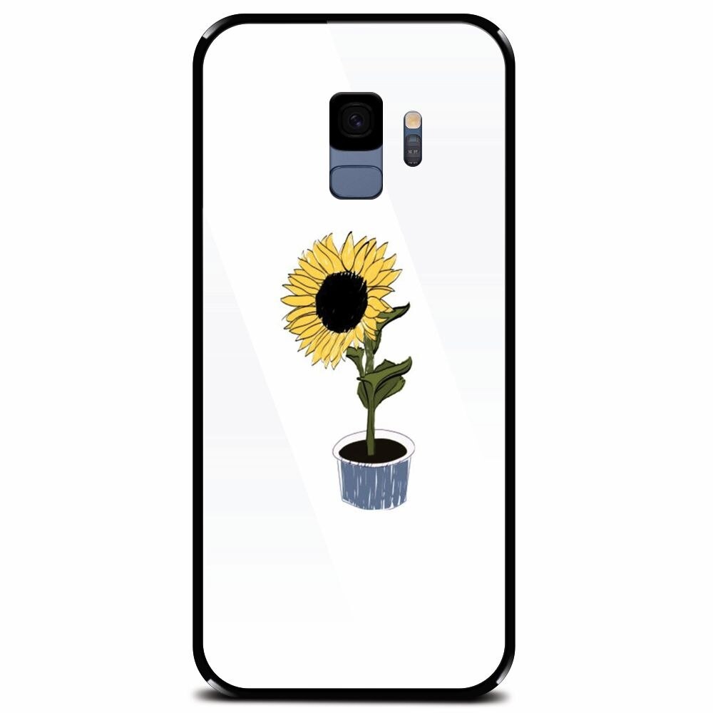 Husa din sticla securizata pentru Samsung Galaxy S9, Sun Flower