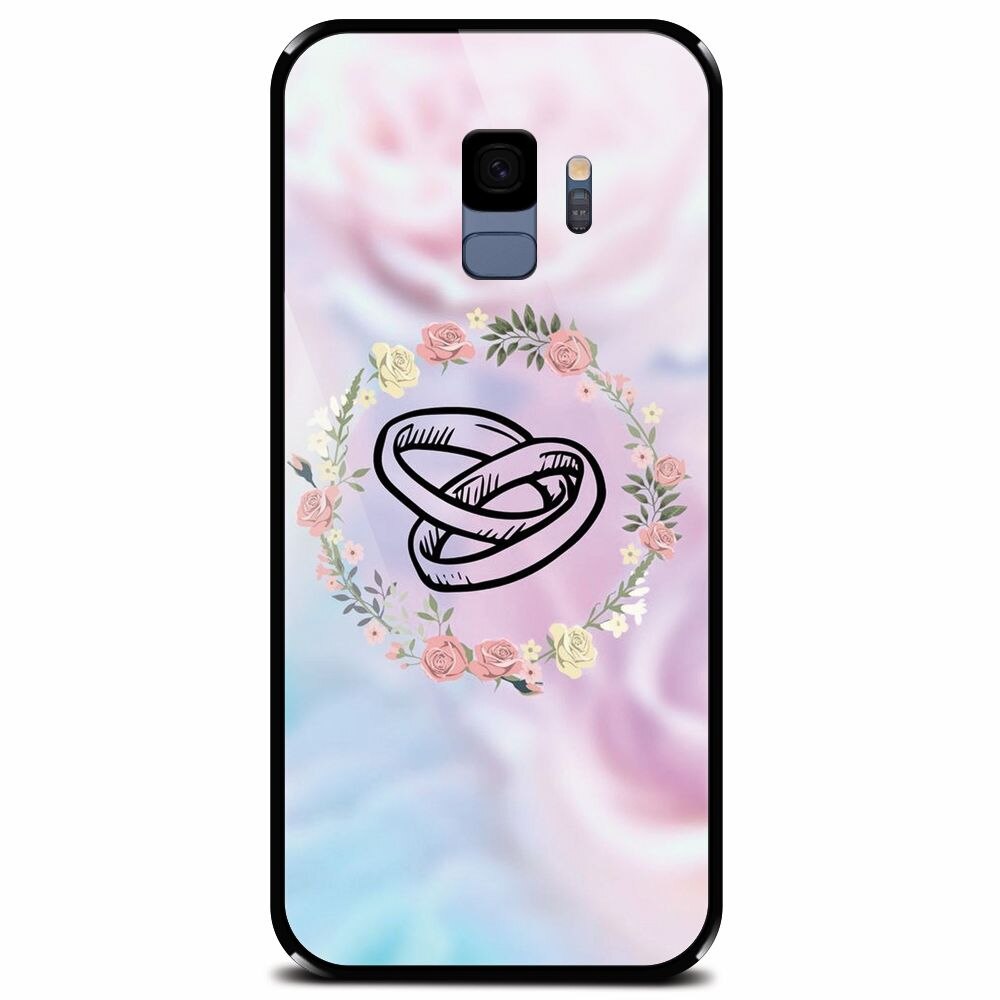 Husa din sticla securizata pentru Samsung Galaxy S9, Rings