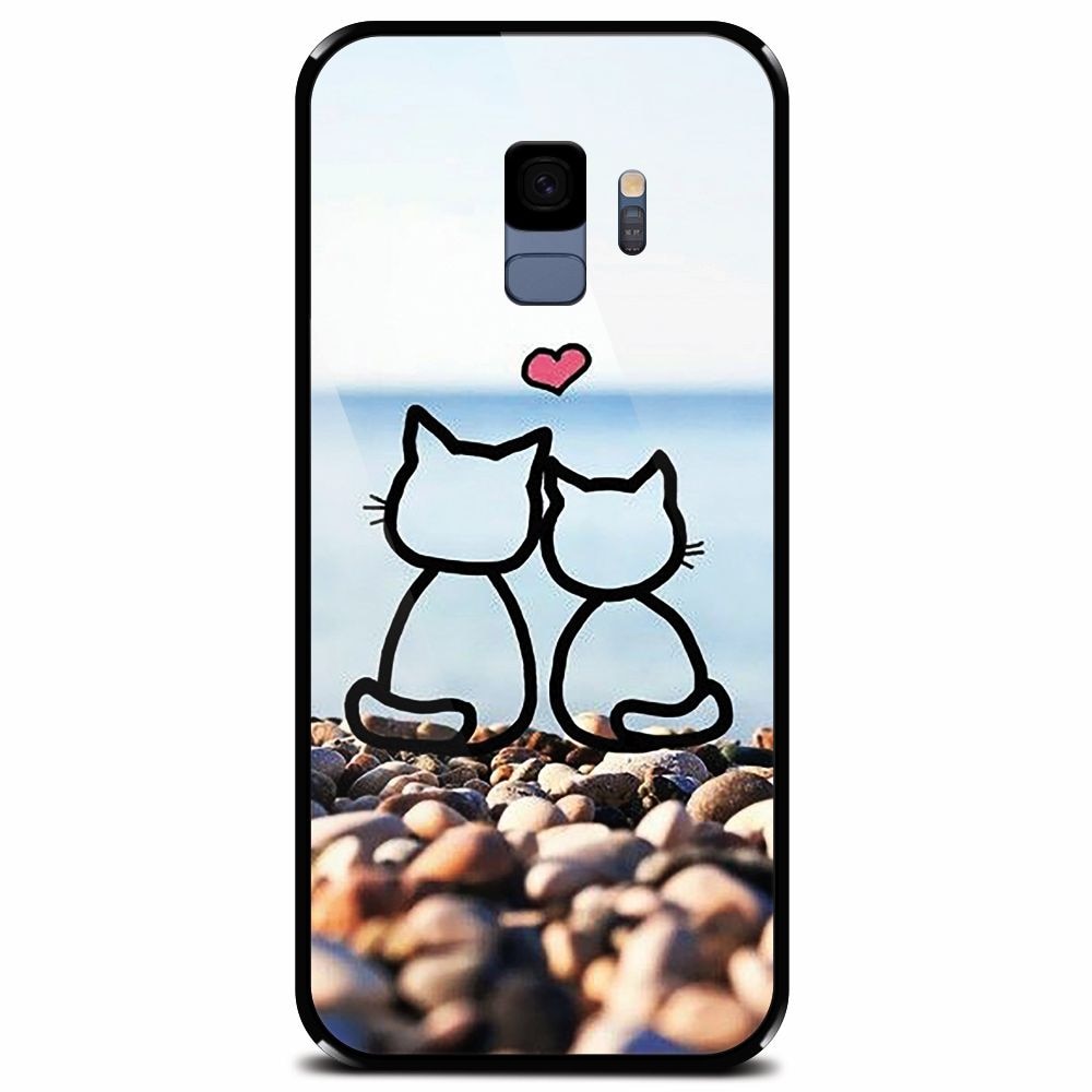 Husa din sticla securizata pentru Samsung Galaxy S9, In Love Cats