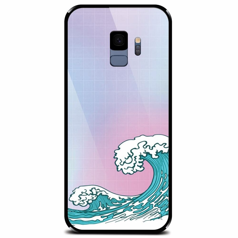 Husa din sticla securizata pentru Samsung Galaxy S9, Waves