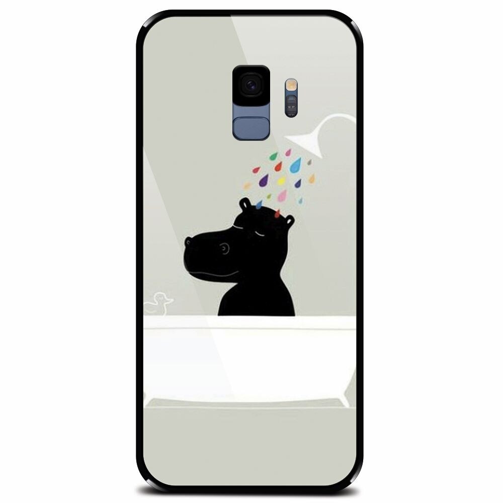 Husa din sticla securizata pentru Samsung Galaxy S9, Hippo Bath