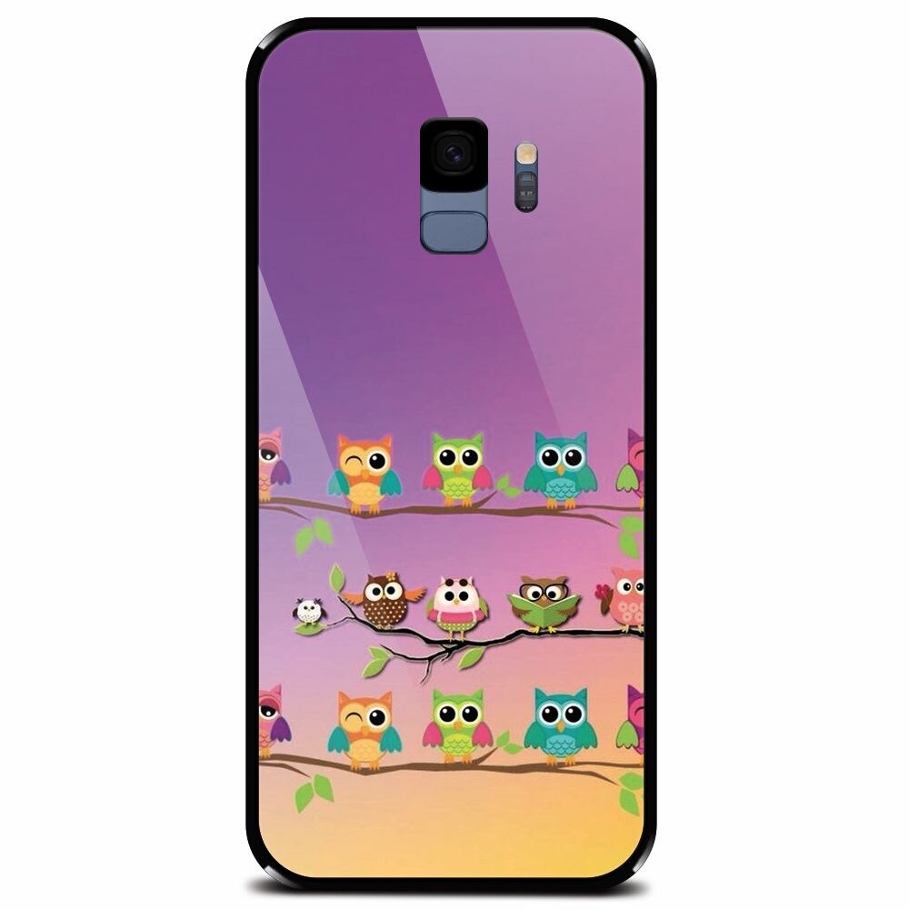 Husa din sticla securizata pentru Samsung Galaxy S9, Owls