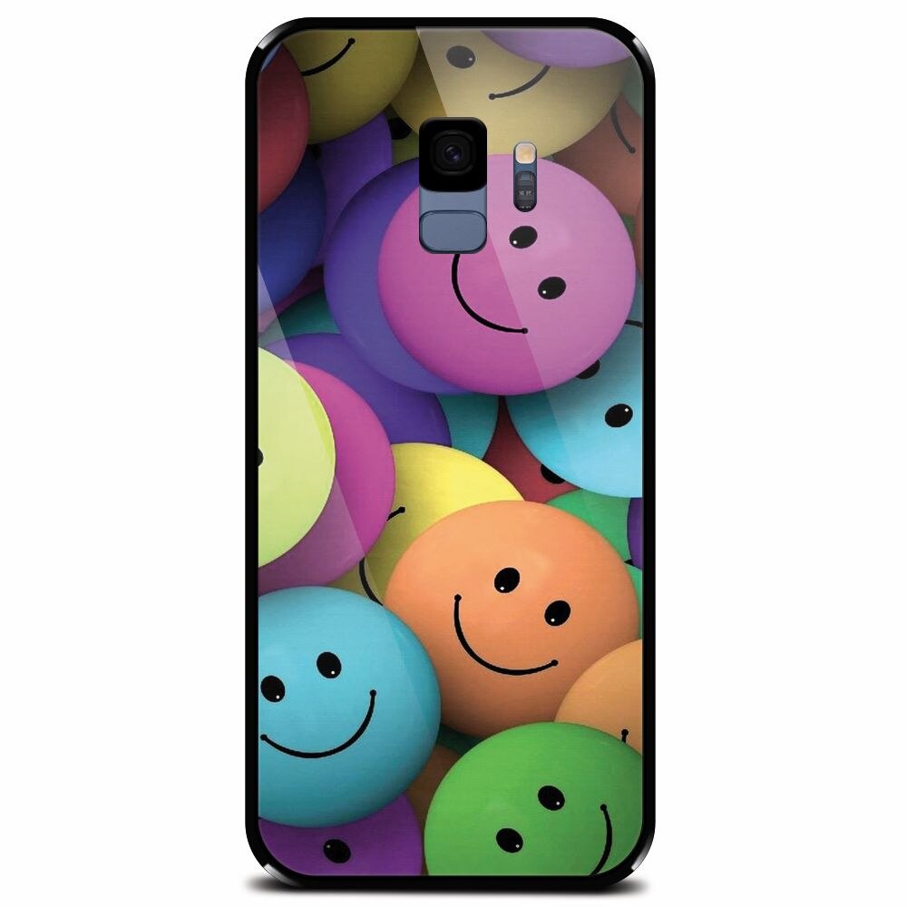 Husa din sticla securizata pentru Samsung Galaxy S9, Smiles