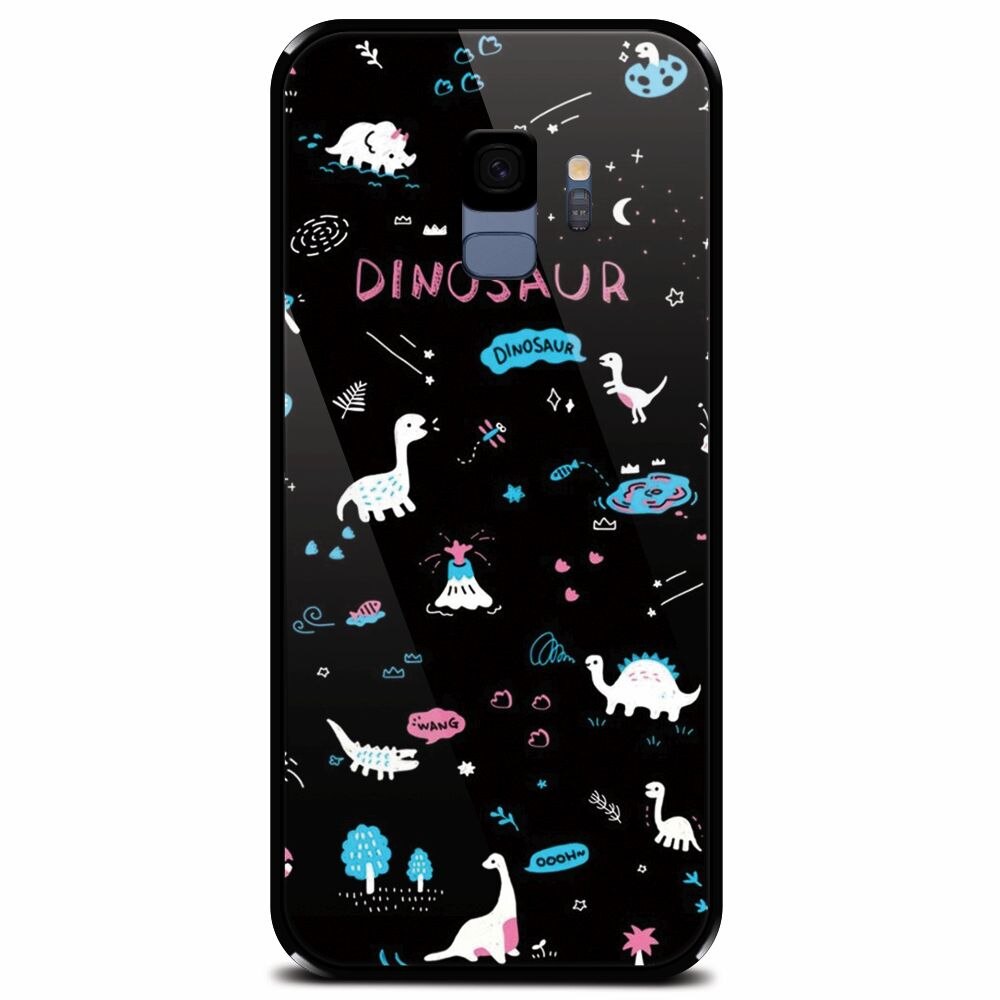Husa din sticla securizata pentru Samsung Galaxy S9, Dinosaur