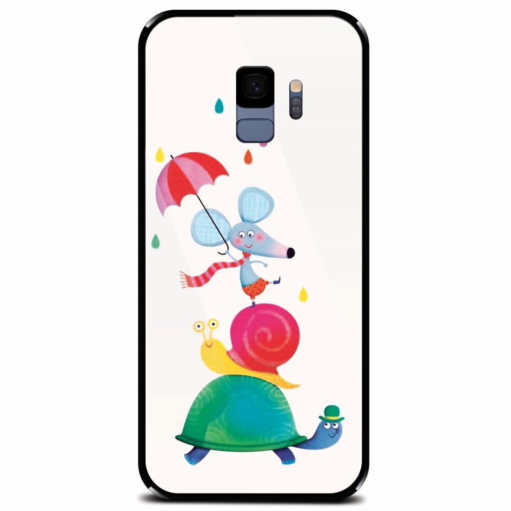 Husa din sticla securizata pentru Samsung Galaxy S9, Happy Animals