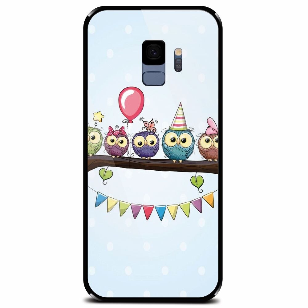 Husa din sticla securizata pentru Samsung Galaxy S9, Party Birds