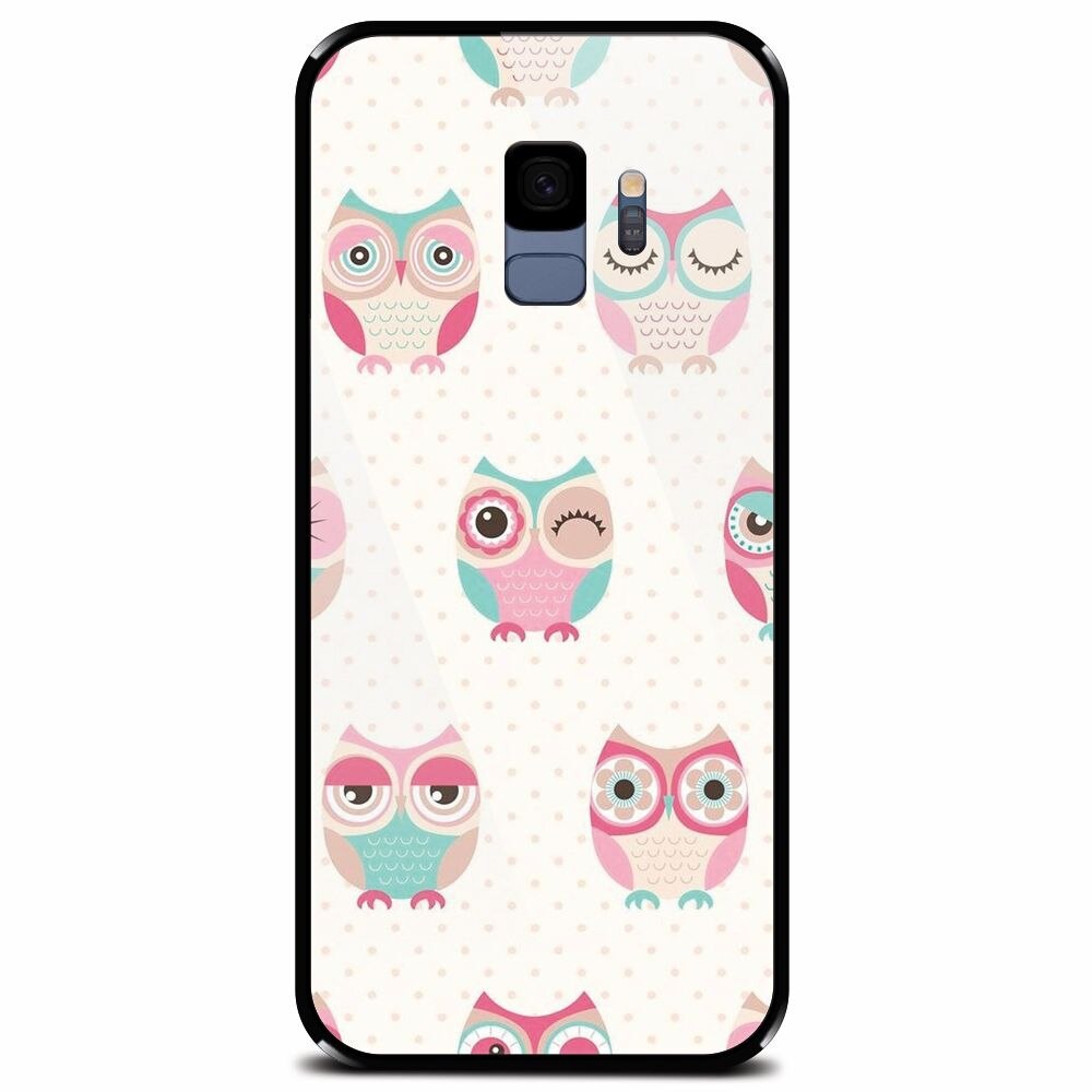Husa din sticla securizata pentru Samsung Galaxy S9, Owl Pattern