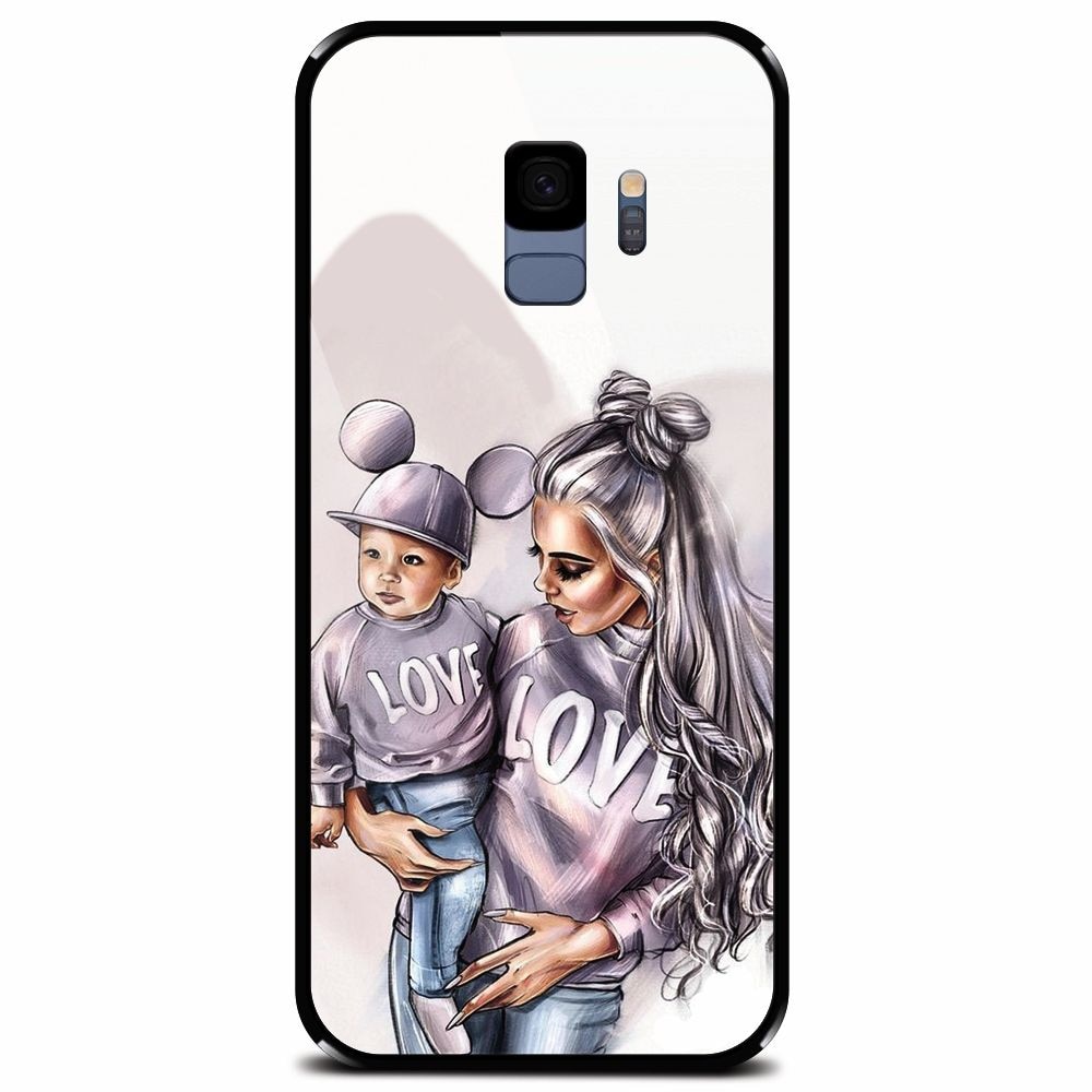Husa din sticla securizata pentru Samsung Galaxy S9, Mommy Love