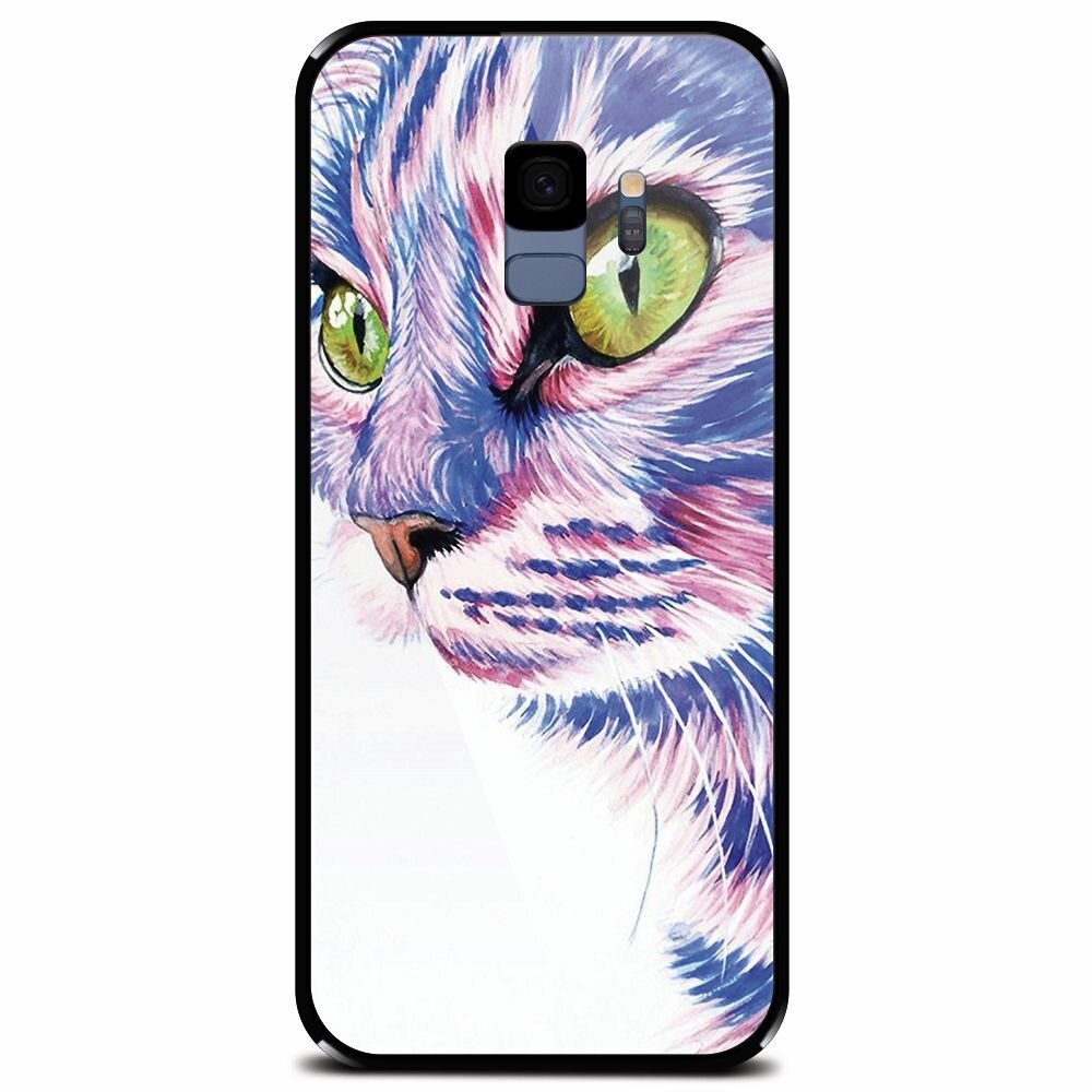 Husa din sticla securizata pentru Samsung Galaxy S9, Colorfull Cat