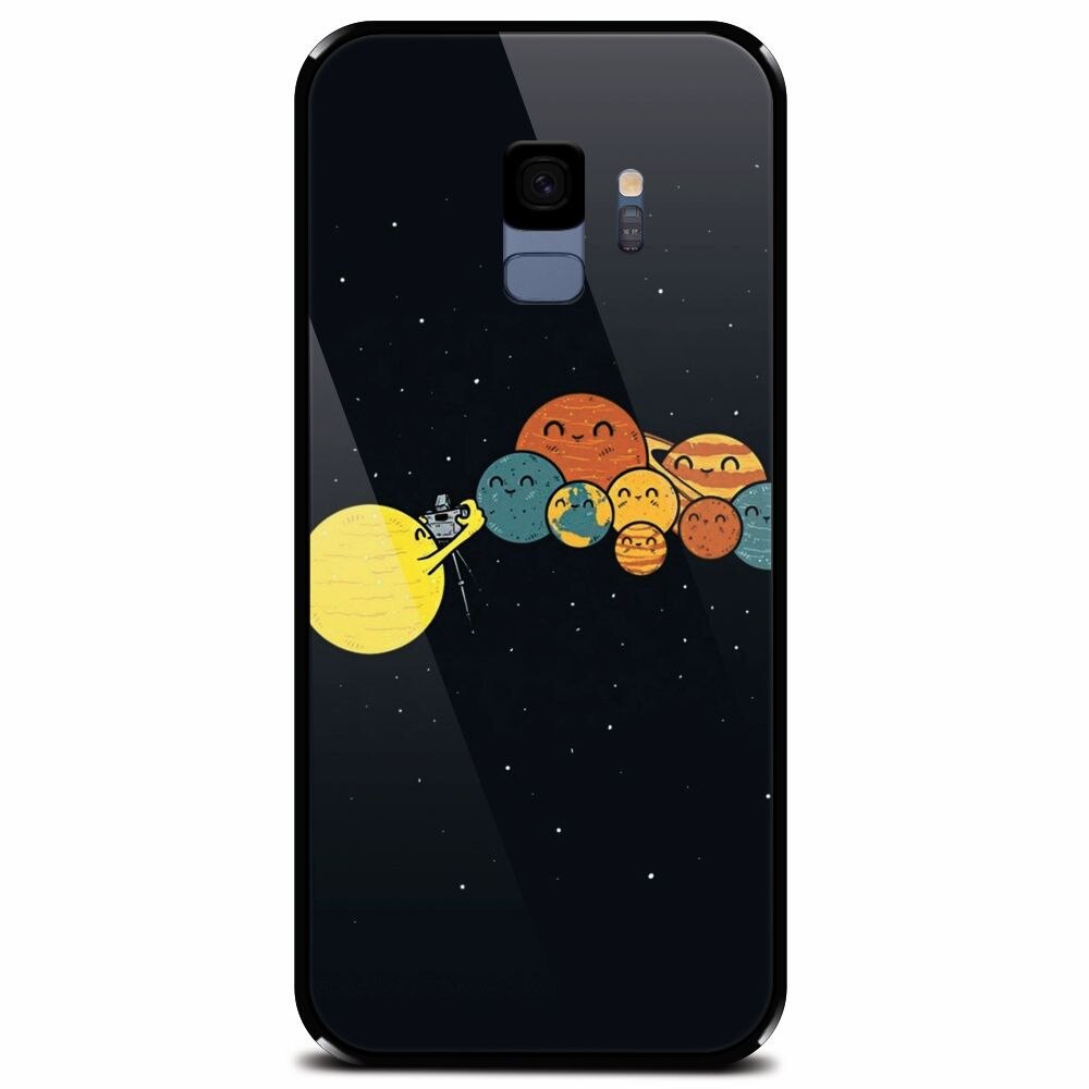 Husa din sticla securizata pentru Samsung Galaxy S9, Selfie Planet