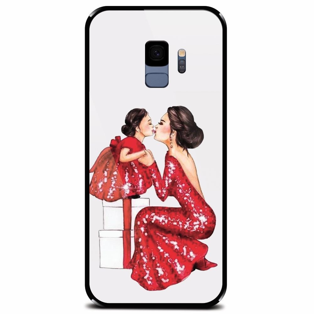 Husa din sticla securizata pentru Samsung Galaxy S9, Double Red Dress