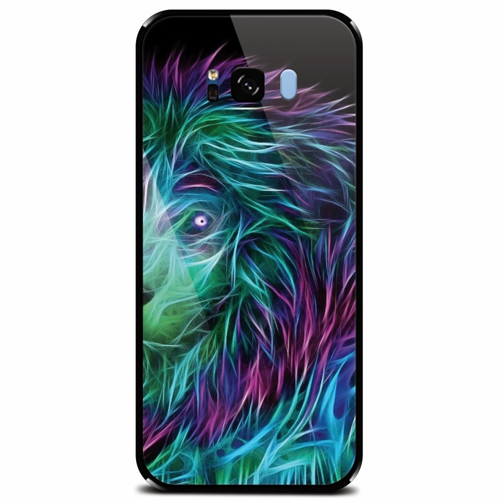 Husa din sticla securizata pentru Samsung Galaxy S8 Plus, Abstract Lion 002