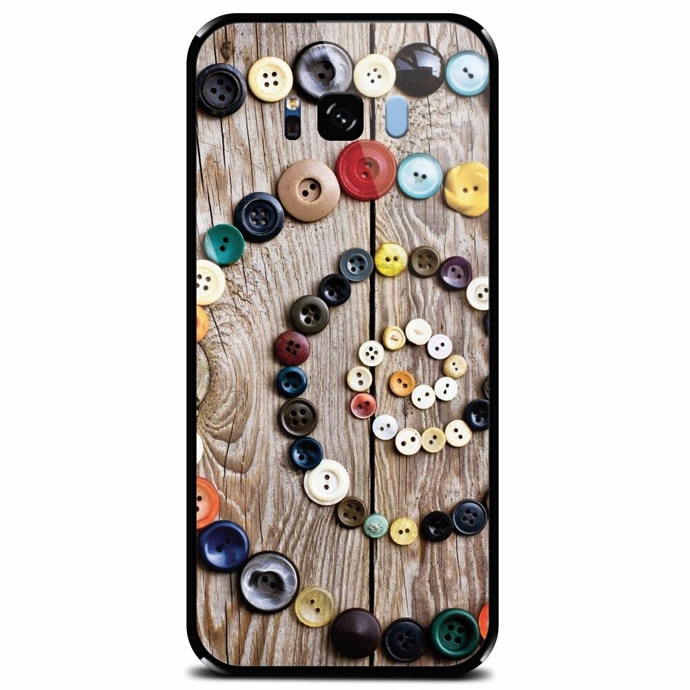 Husa din sticla securizata pentru Samsung Galaxy S8 Plus, Colorful Buttons Spiral Wood Deck