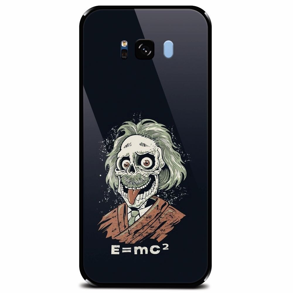Husa din sticla securizata pentru Samsung Galaxy S8 Plus, Albert Einstein Caricature