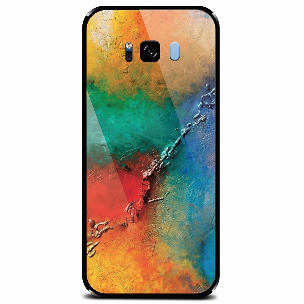 Husa din sticla securizata pentru Samsung Galaxy S8, Colorful Wall Paint Texture