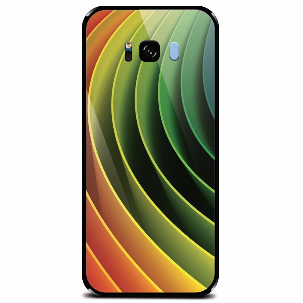 Husa din sticla securizata pentru Samsung Galaxy S8 Plus, 3D Multicolor Abstract Lines