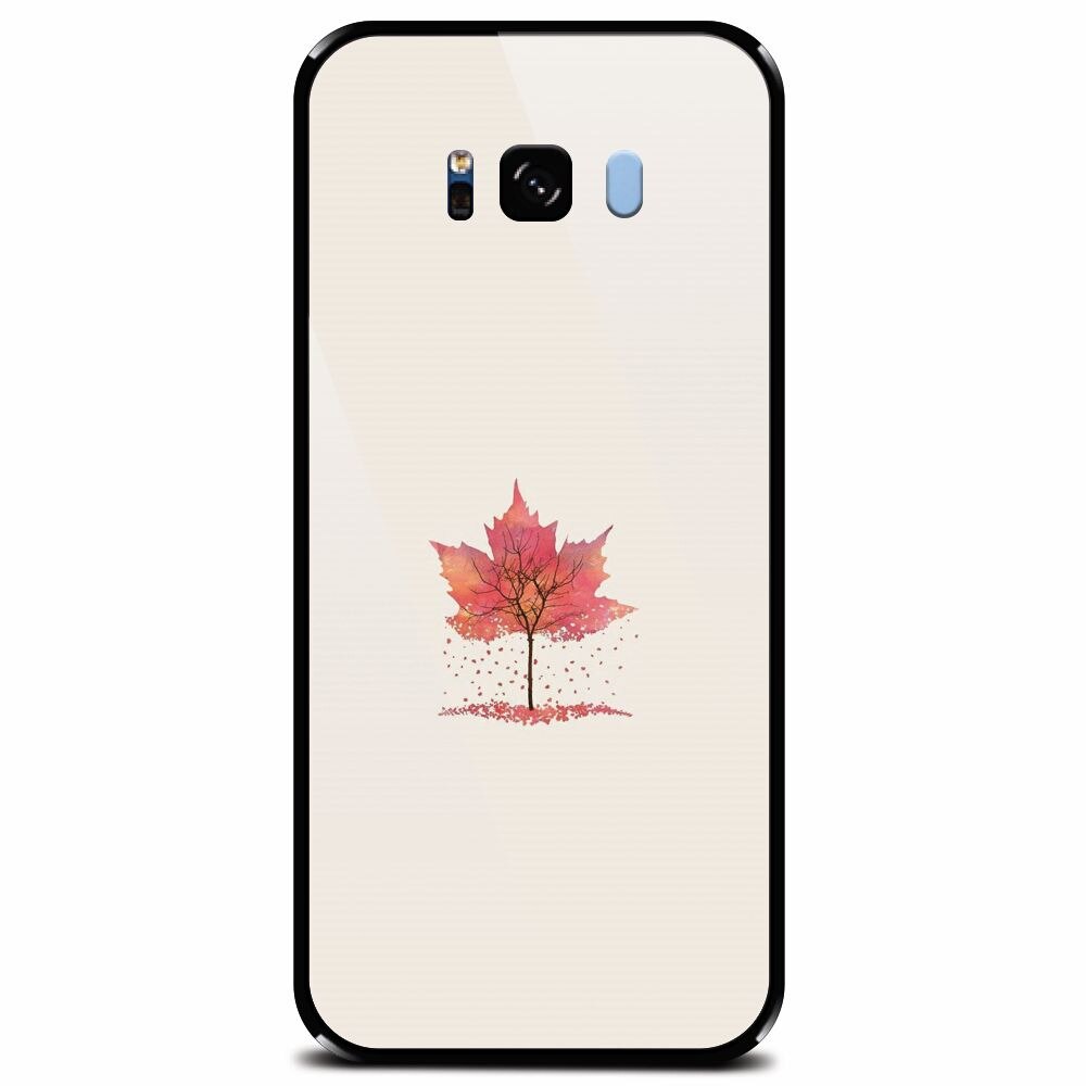 Husa din sticla securizata pentru Samsung Galaxy S8 Plus, Autumn Tree Leaf Shape Illustration