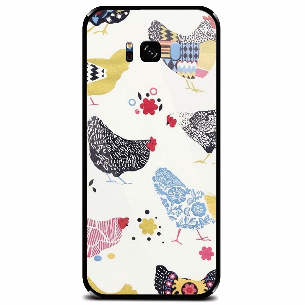 Husa din sticla securizata pentru Samsung Galaxy S8 Plus, Chickens