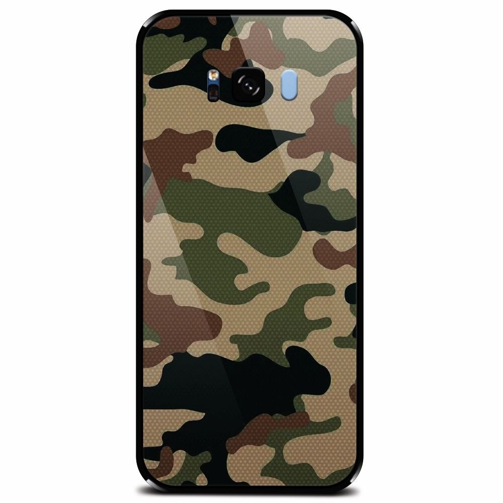 Husa din sticla securizata pentru Samsung Galaxy S8 Plus, Camuflaj