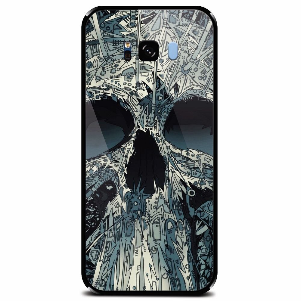 Husa din sticla securizata pentru Samsung Galaxy S8 Plus, Abstract Skull Artwork Illustration