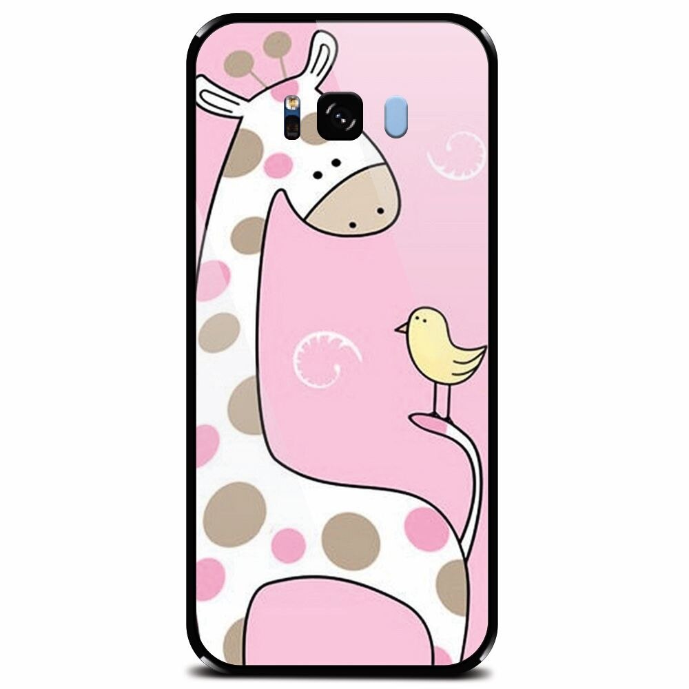 Husa din sticla securizata pentru Samsung Galaxy S8, Cute Giraffe