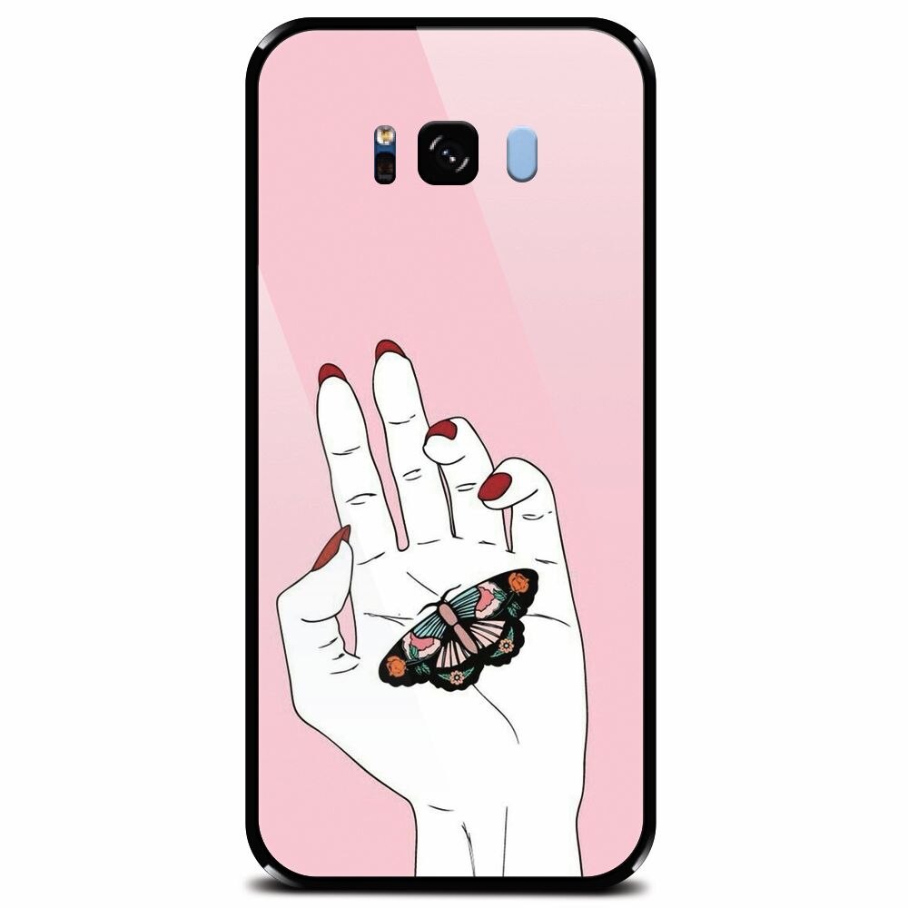 Husa din sticla securizata pentru Samsung Galaxy S8 Plus, Butterfly In Hand