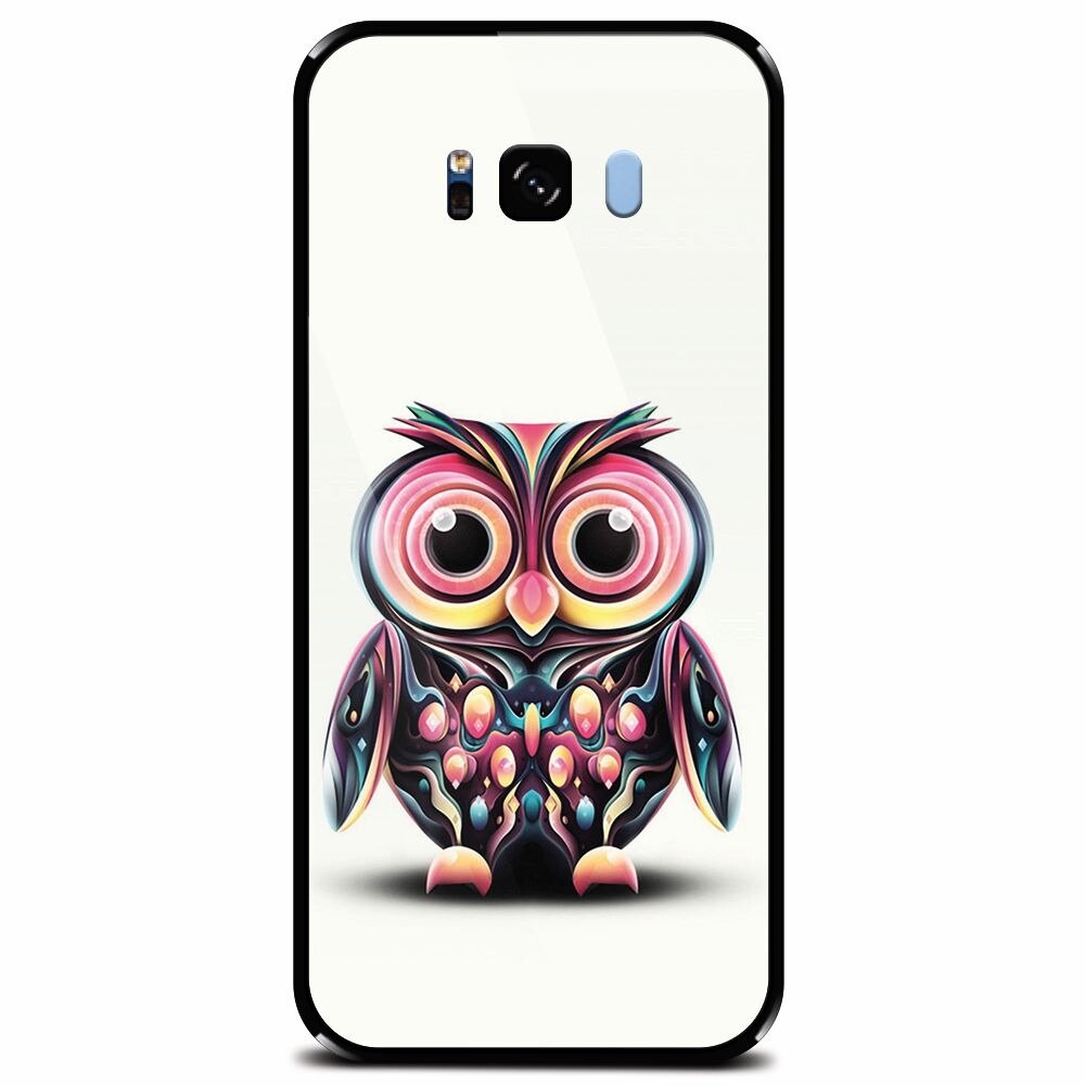Husa din sticla securizata pentru Samsung Galaxy S8 Plus, Colorful Owl Illustration