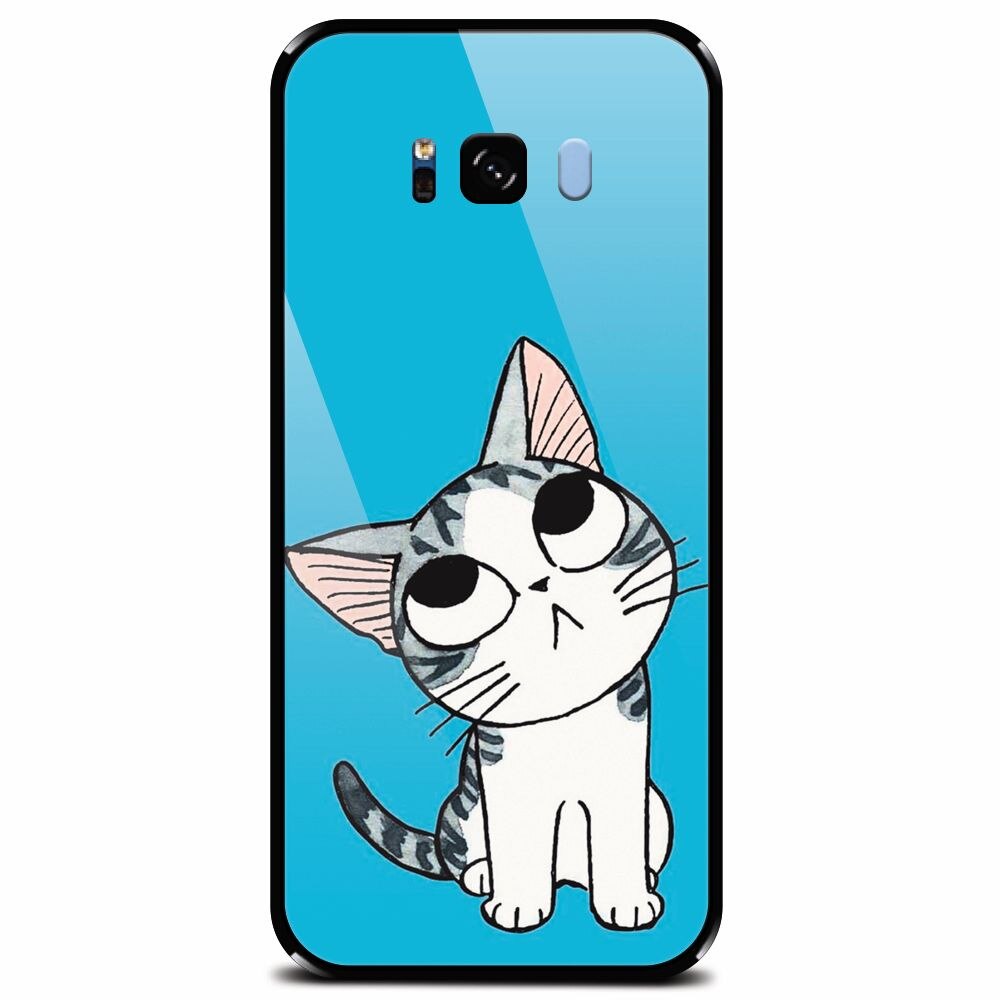 Husa din sticla securizata pentru Samsung Galaxy S8 Plus, Cat Lovely Cartoon