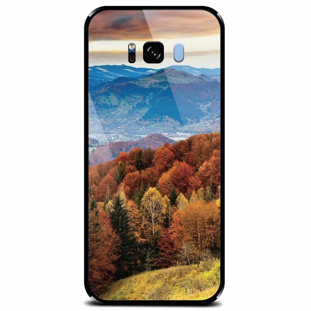 Husa din sticla securizata pentru Samsung Galaxy S8 Plus, Autumn Mountain Fall Rusty Forest Colours