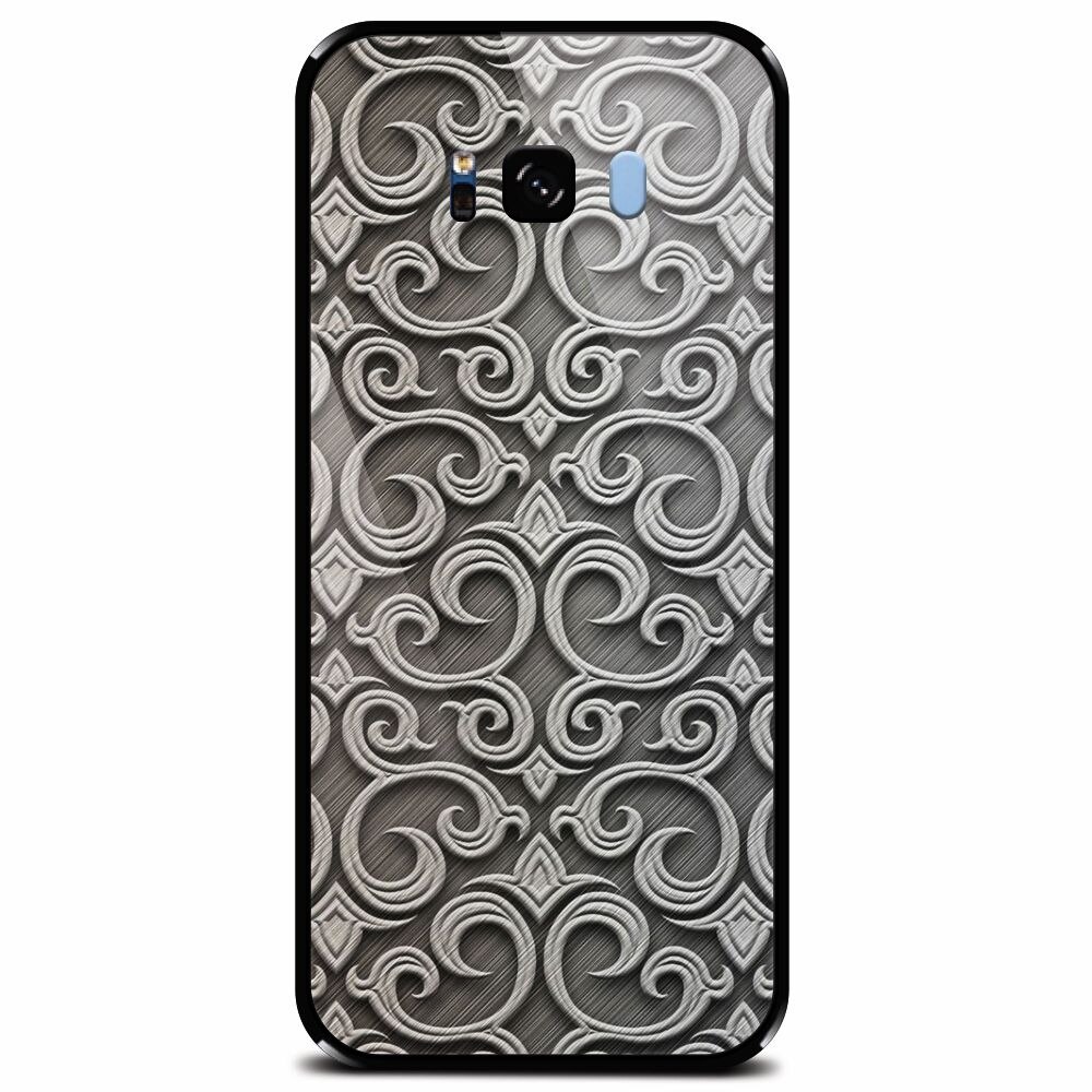 Husa din sticla securizata pentru Samsung Galaxy S8 Plus, Baroque Silver Pattern