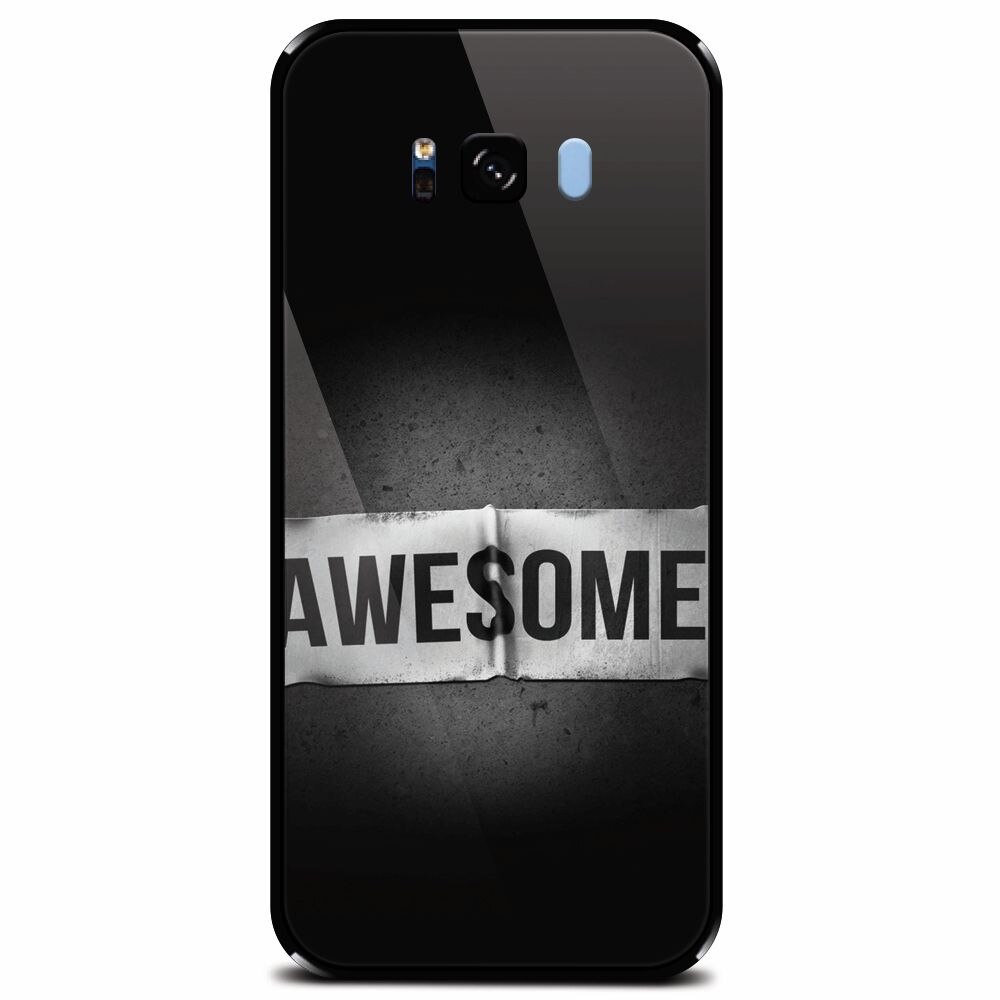 Husa din sticla securizata pentru Samsung Galaxy S8 Plus, Awesome Label Dark