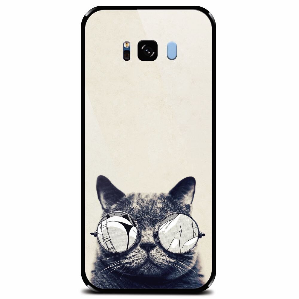 Husa din sticla securizata pentru Samsung Galaxy S8 Plus, Cool Cat Glasses