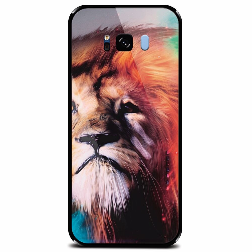 Husa din sticla securizata pentru Samsung Galaxy S8 Plus, Awesome Art Of Lion