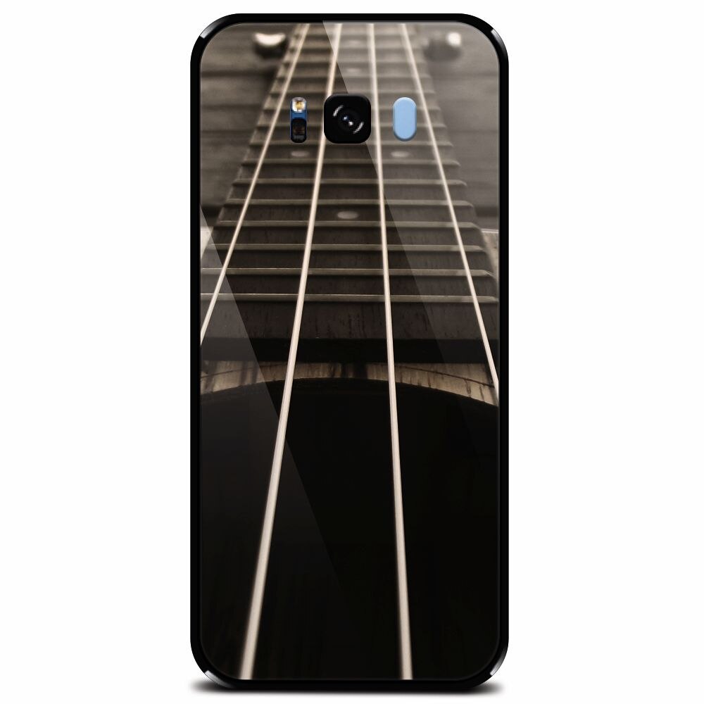 Husa din sticla securizata pentru Samsung Galaxy S8 Plus, Bass Guitar