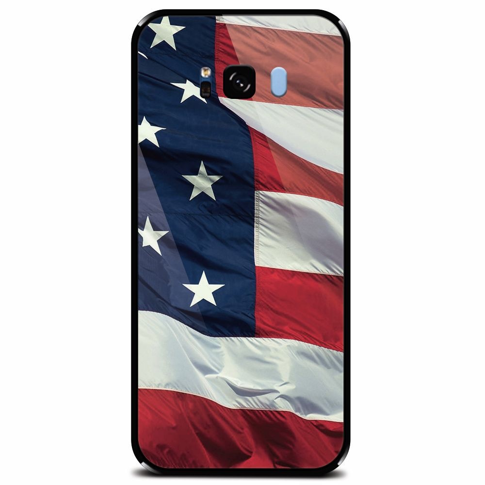 Husa din sticla securizata pentru Samsung Galaxy S8 Plus, American Flag Illustration