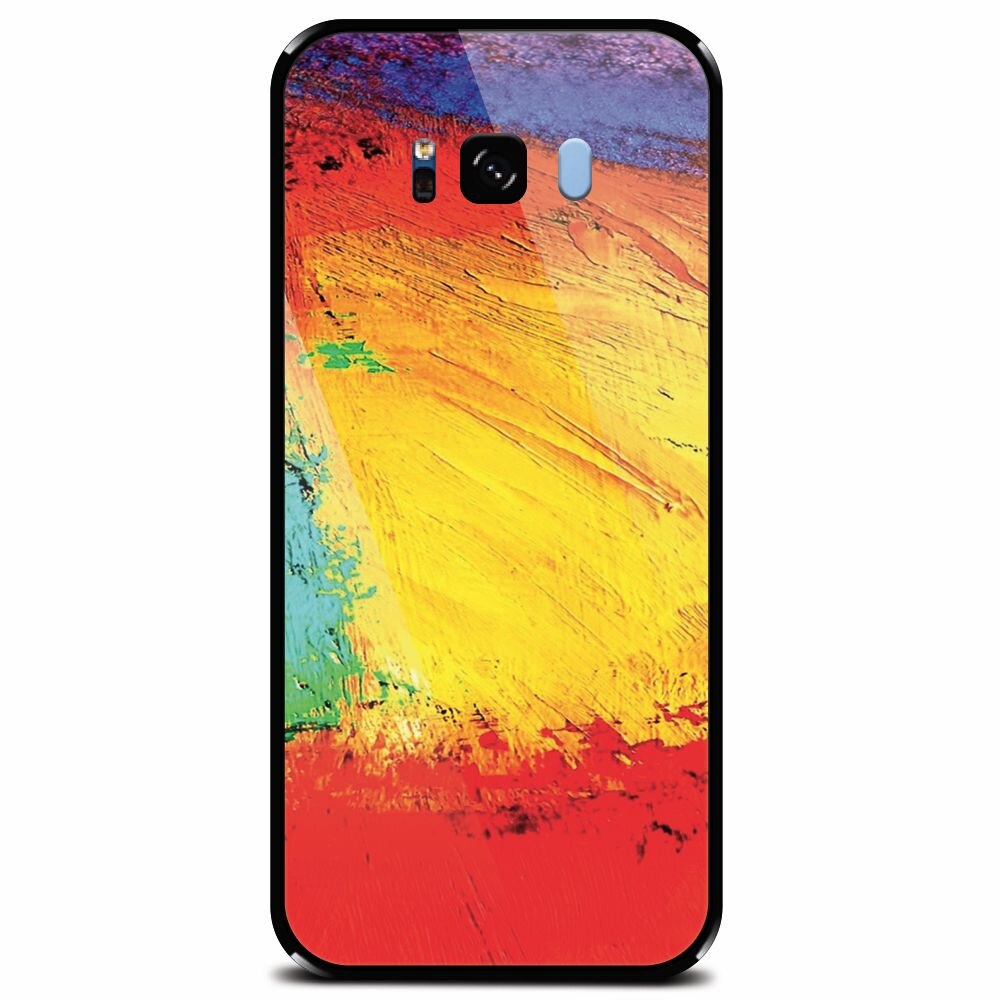 Husa din sticla securizata pentru Samsung Galaxy S8 Plus, Colorful Dry Paint Strokes Texture
