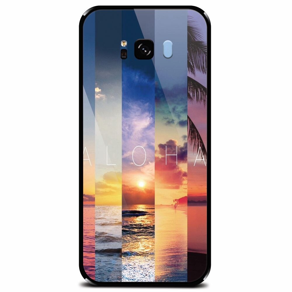 Husa din sticla securizata pentru Samsung Galaxy S8, Aloha Summer Stripes