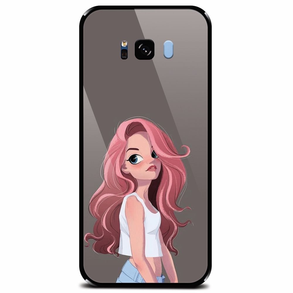 Husa din sticla securizata pentru Samsung Galaxy S8, Cute Girl