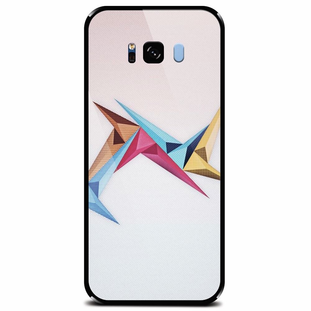 Husa din sticla securizata pentru Samsung Galaxy S8 Plus, Abstract Minimalistic Colors Triangles