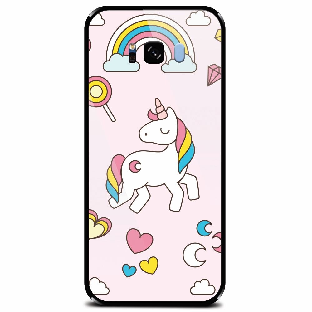 Husa din sticla securizata pentru Samsung Galaxy S8, Cute Unicorn