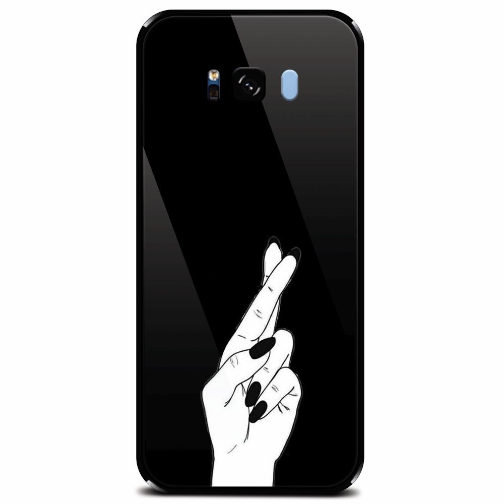 Husa din sticla securizata pentru Samsung Galaxy S8 Plus, Finger Cross