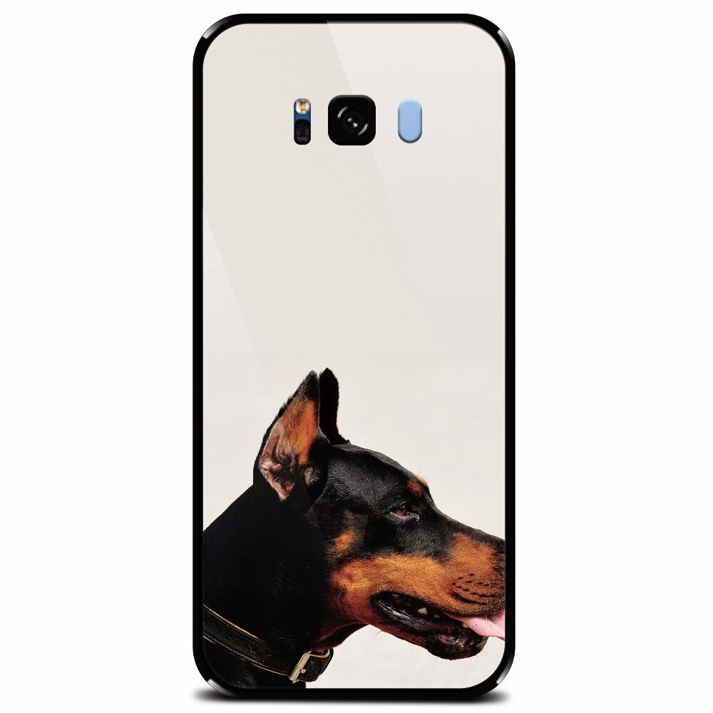 Husa din sticla securizata pentru Samsung Galaxy S8 Plus, Doberman