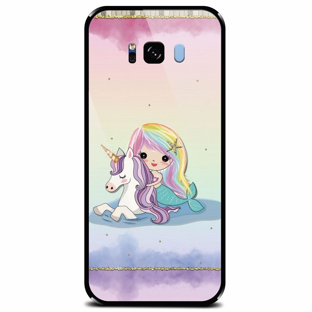 Husa din sticla securizata pentru Samsung Galaxy S8, Mermaid Unicorn Play