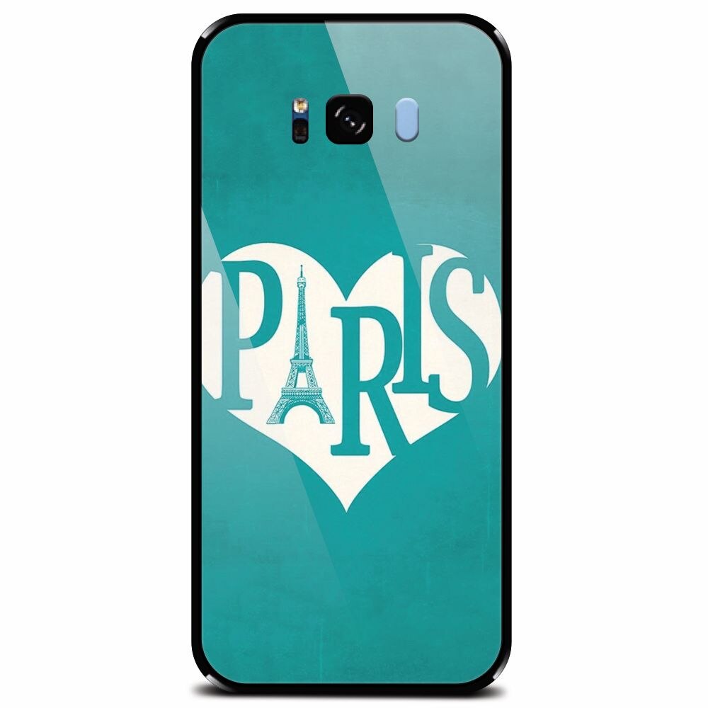 Husa din sticla securizata pentru Samsung Galaxy S8 Plus, I Love Paris