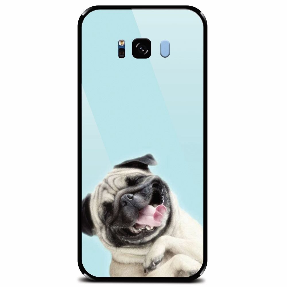 Husa din sticla securizata pentru Samsung Galaxy S8 Plus, Happy Dog