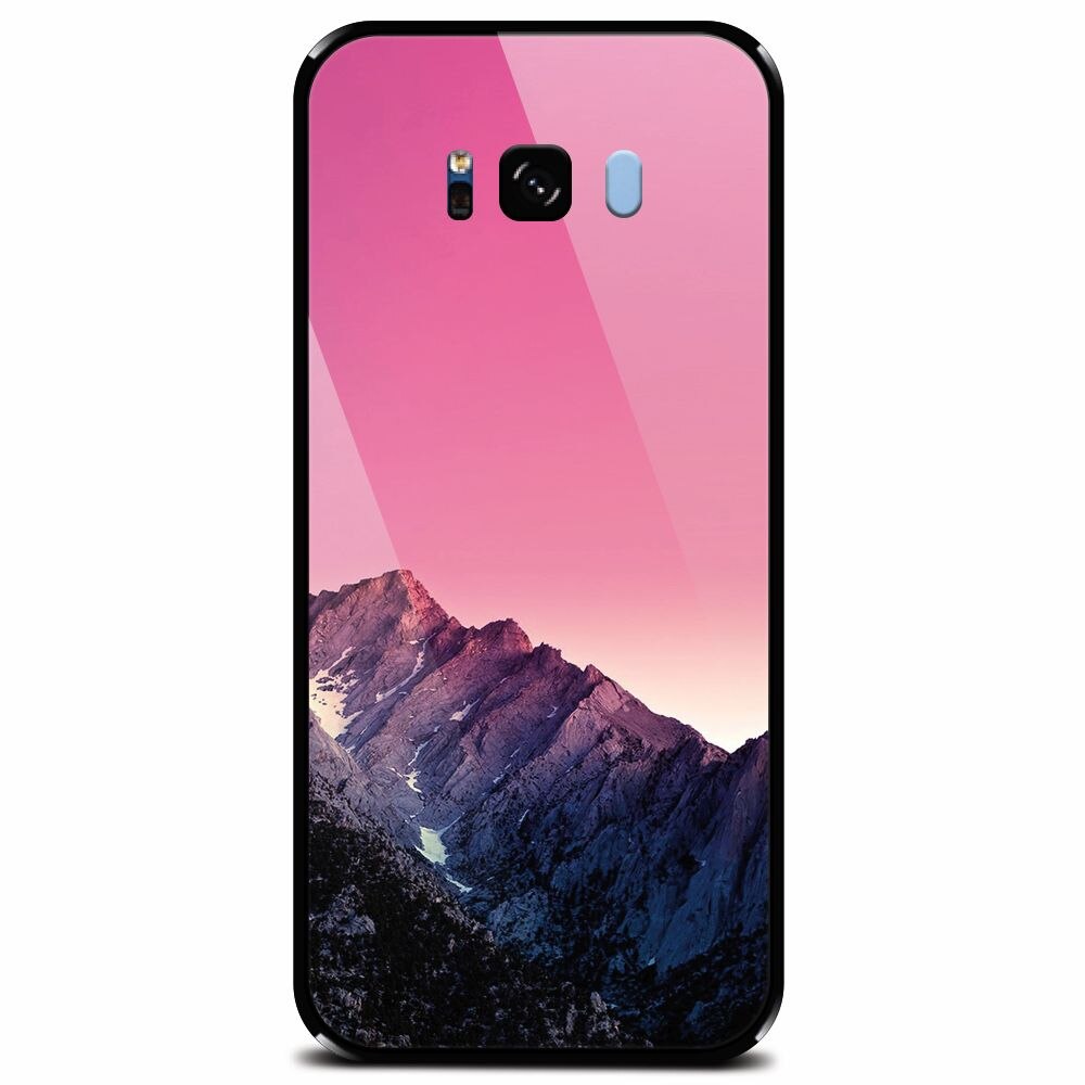 Husa din sticla securizata pentru Samsung Galaxy S8 Plus, Mountain Peak Pink Gradient Effect